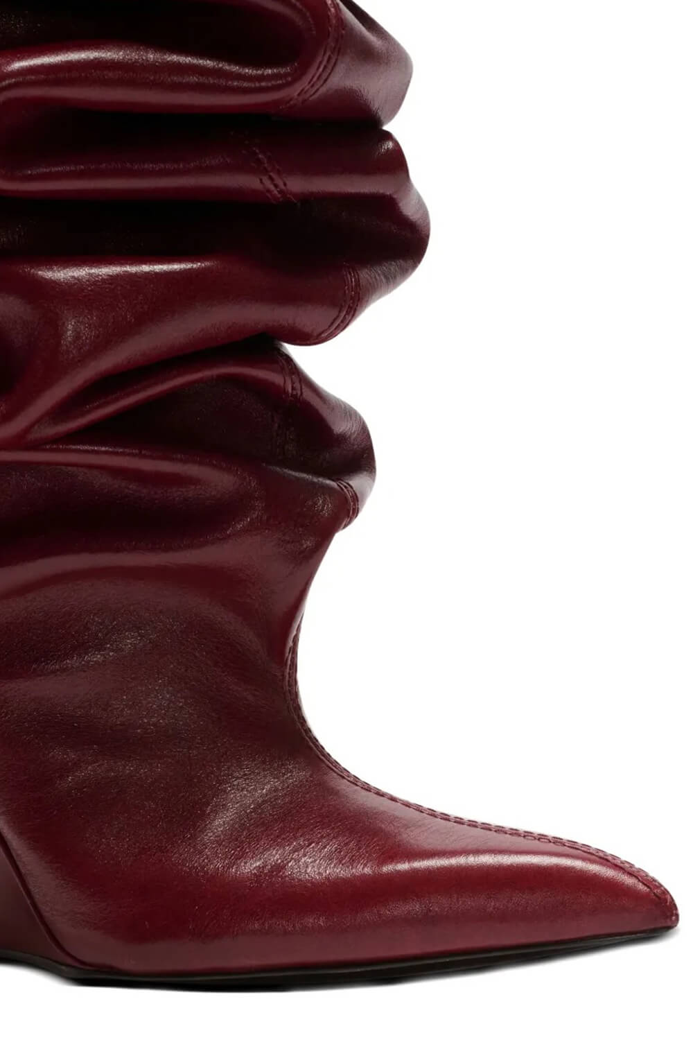 Ruched Pointed Toe Wedge Over-The-Knee Boots