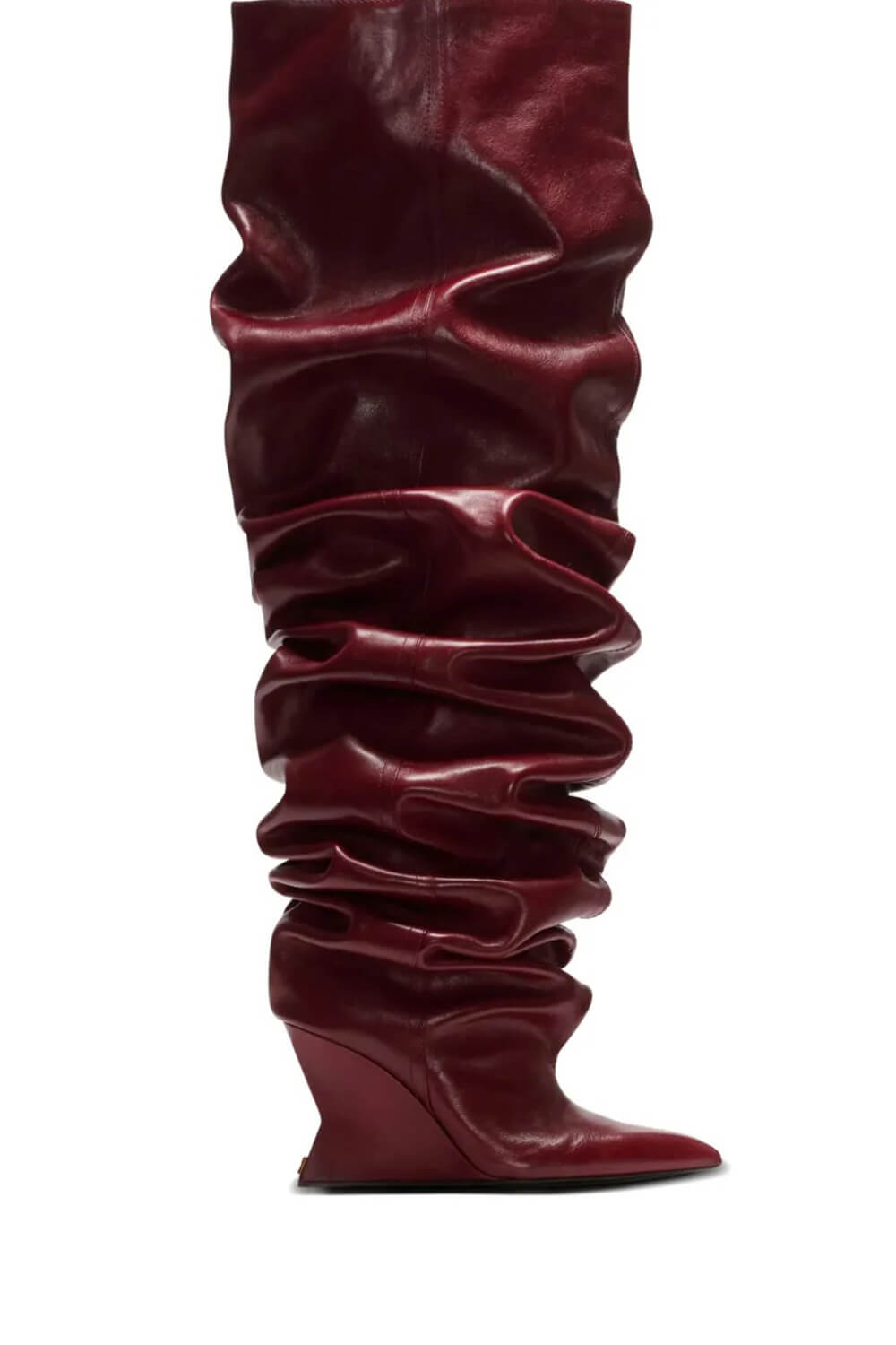 Ruched Pointed Toe Wedge Over-The-Knee Boots