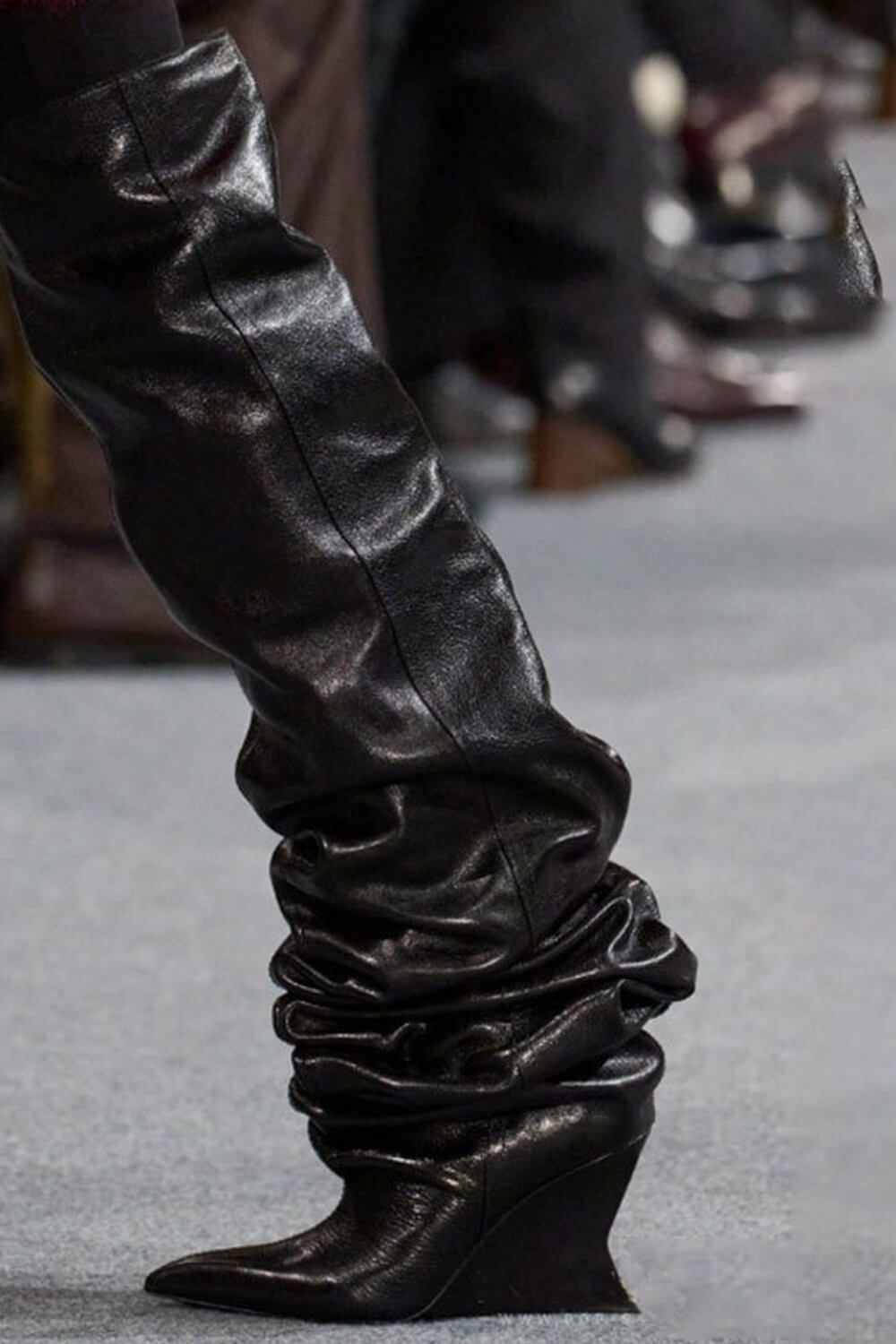 Ruched Pointed Toe Wedge Over-The-Knee Boots
