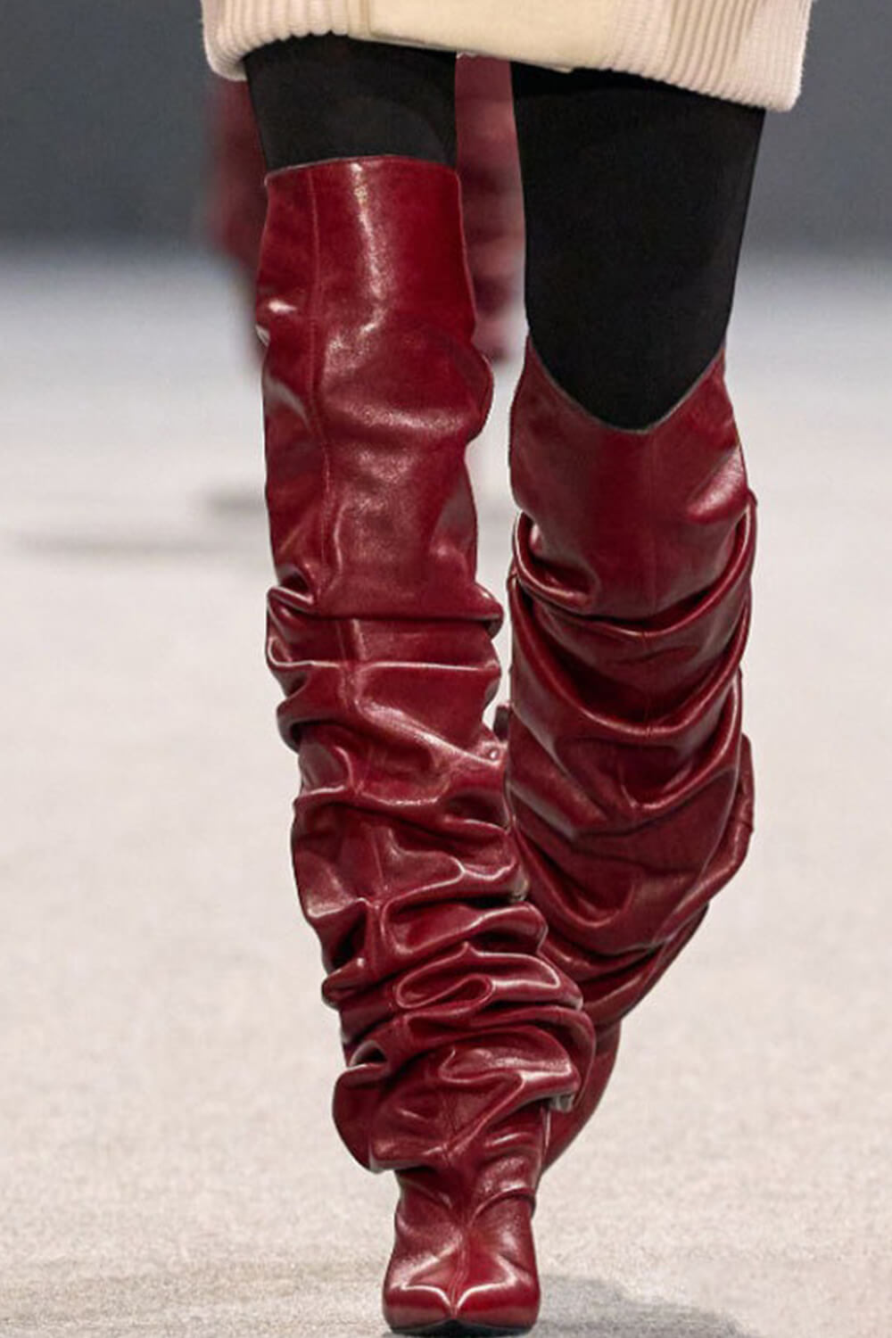 Ruched Pointed Toe Wedge Over-The-Knee Boots