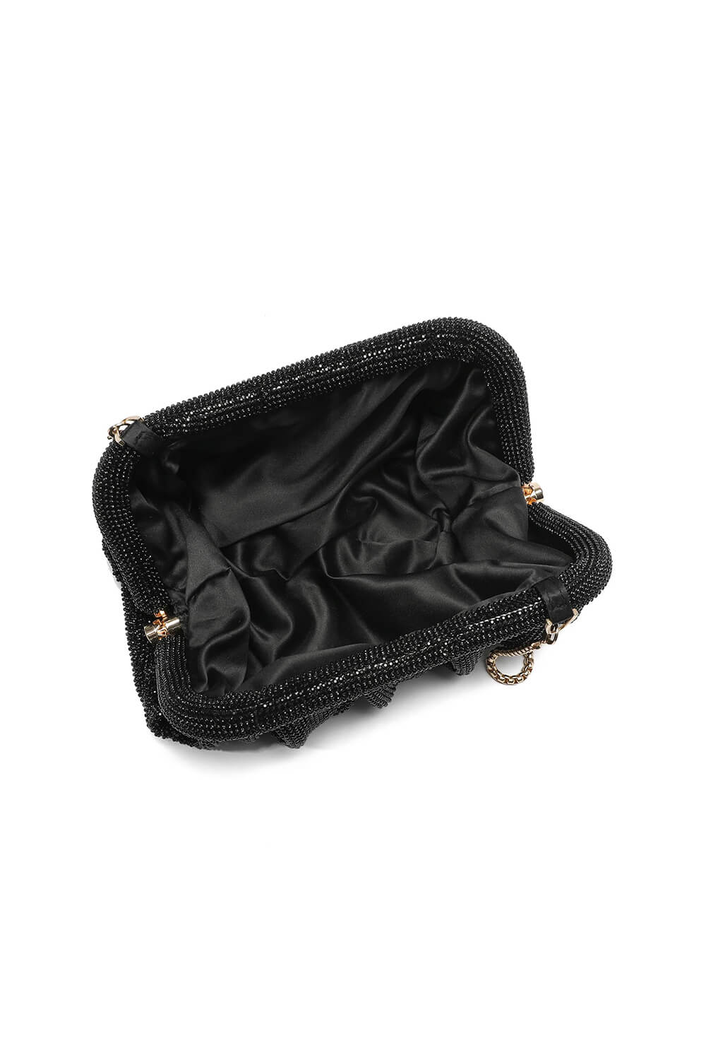 Crystal-Embellished Evening Cloud Clutch With Chain Strap