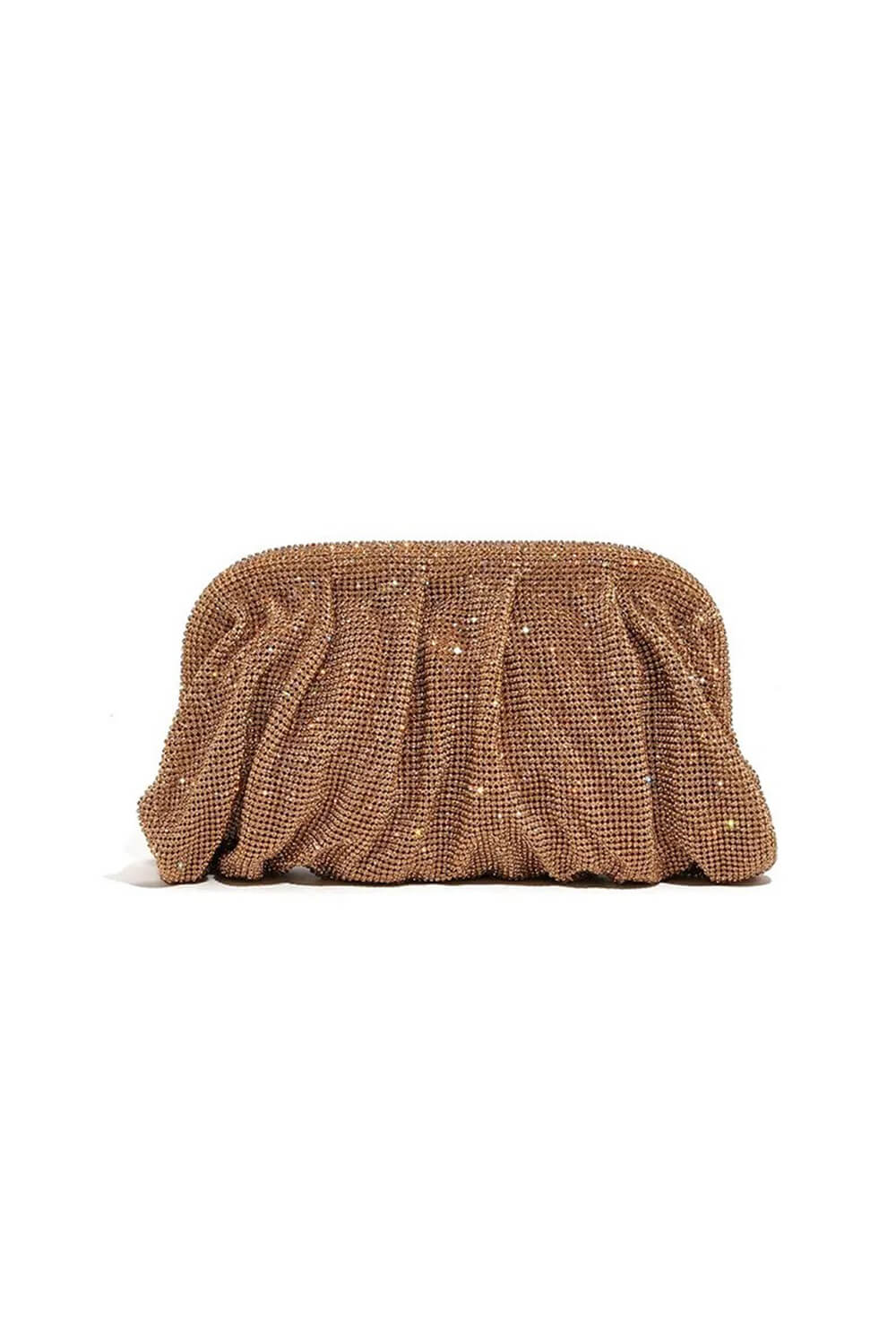 Crystal-Embellished Evening Cloud Clutch With Chain Strap
