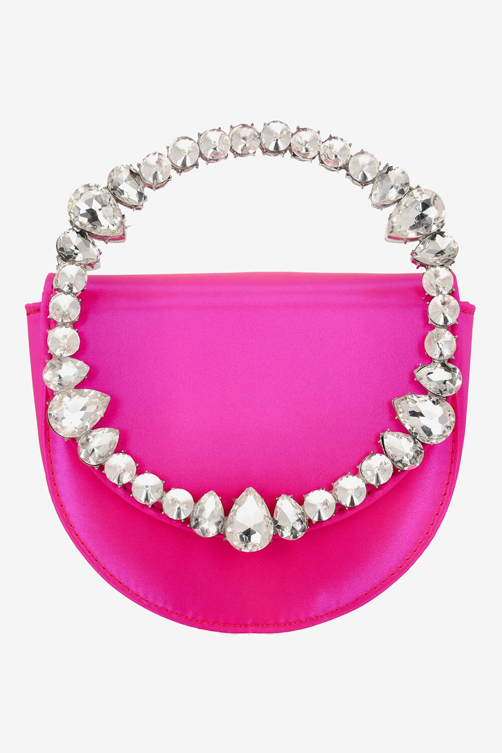 Rhinestones Embellished Satin Evening Clutch
