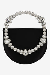Rhinestones Embellished Satin Evening Clutch