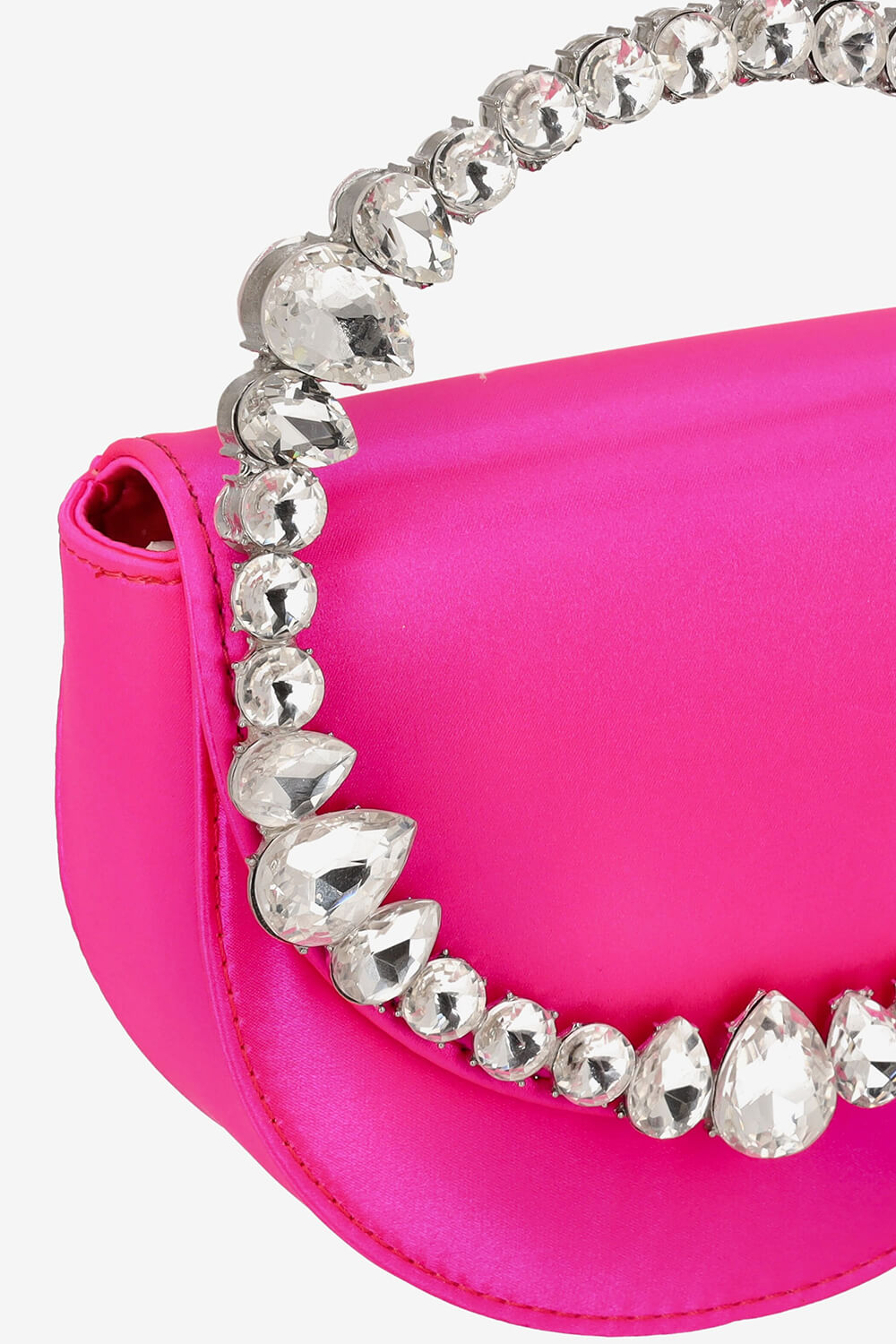 Rhinestones Embellished Satin Evening Clutch
