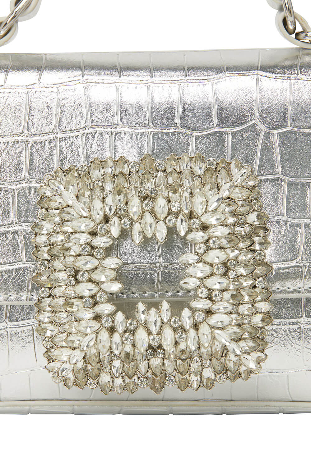 Rhinestones Embellished Crocodile Mini Crossbody Handbag