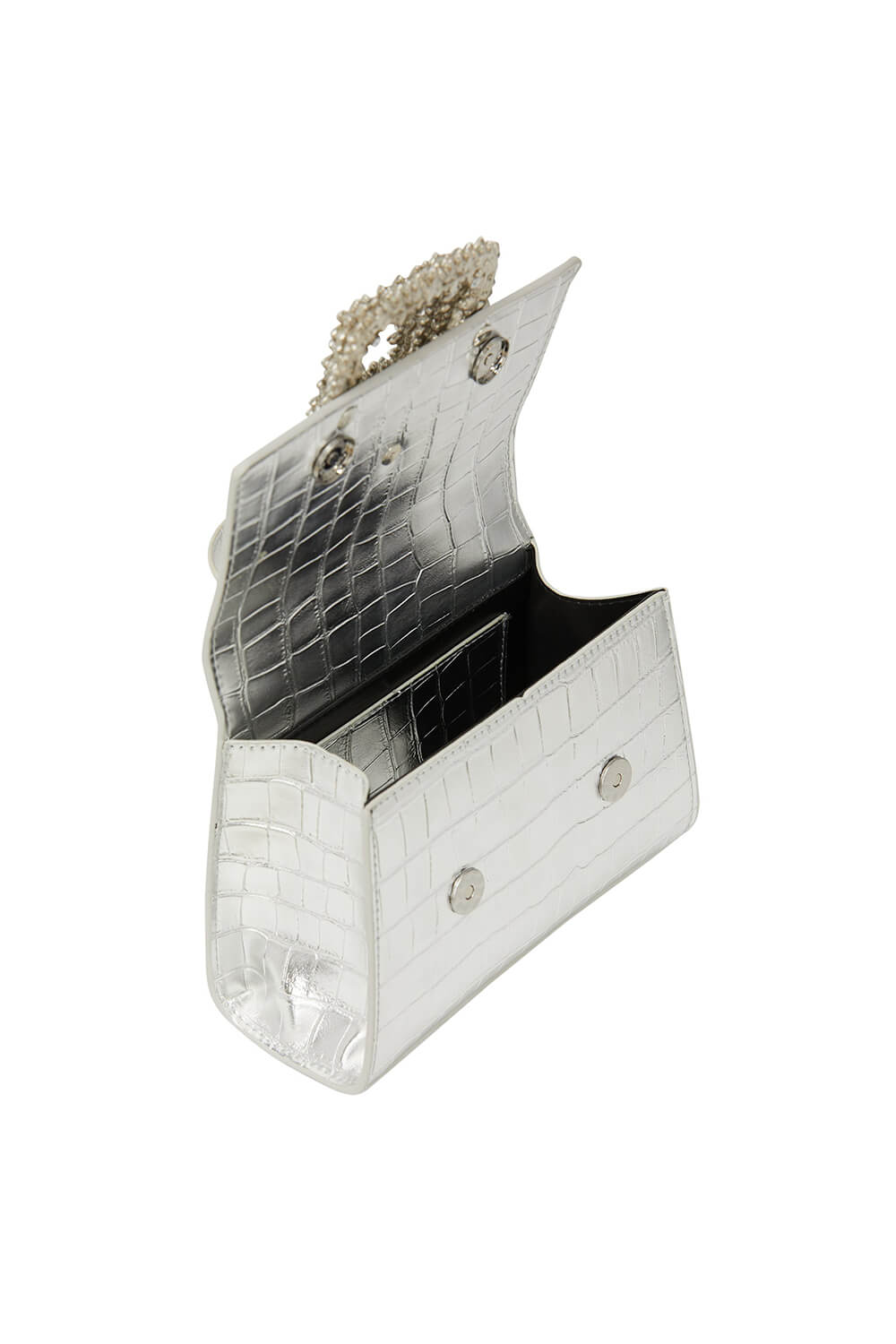 Rhinestones Embellished Crocodile Mini Crossbody Handbag