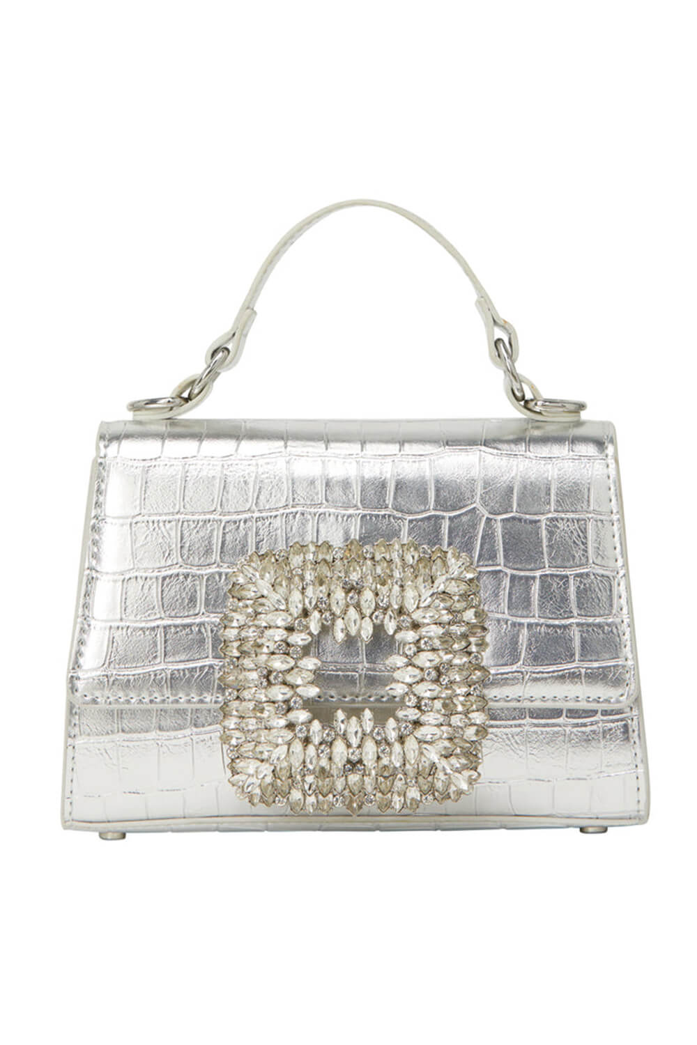 Rhinestones Embellished Crocodile Mini Crossbody Handbag