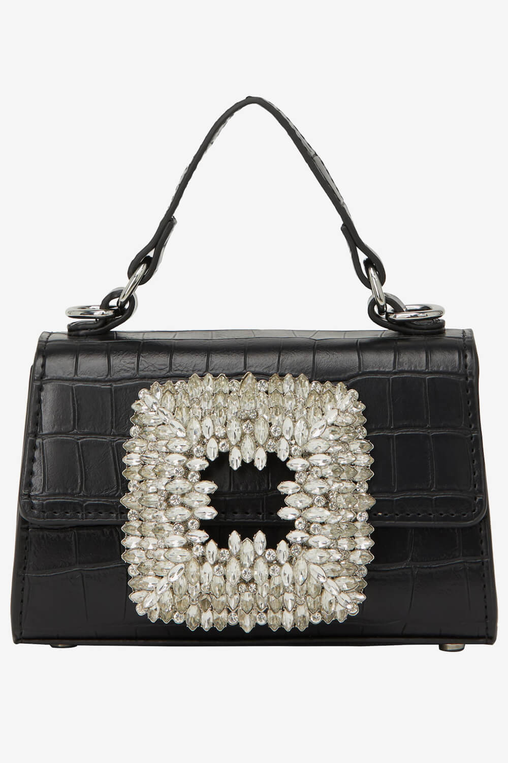 Rhinestones Embellished Crocodile Crossbody Handbag