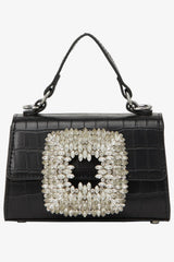Rhinestones Embellished Crocodile Crossbody Handbag