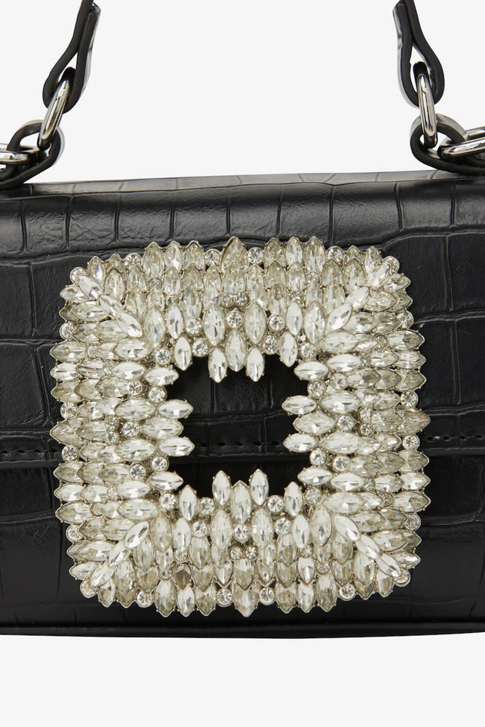 Rhinestones Embellished Crocodile Crossbody Handbag