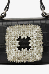 Rhinestones Embellished Crocodile Crossbody Handbag