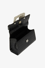 Rhinestones Embellished Crocodile Crossbody Handbag