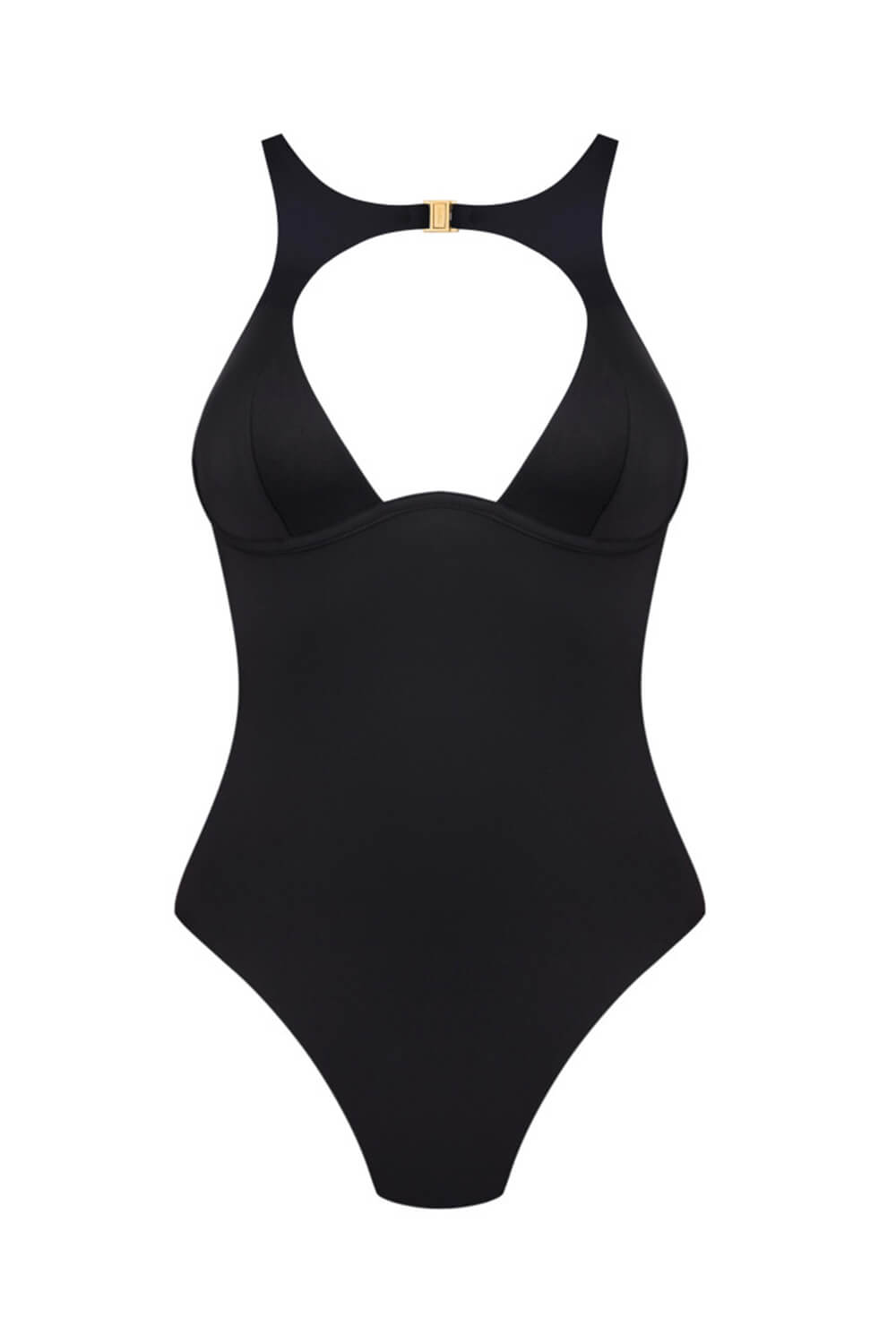 Scoop Neck Cut Out Underwire High-Leg One Piece Swimsuit