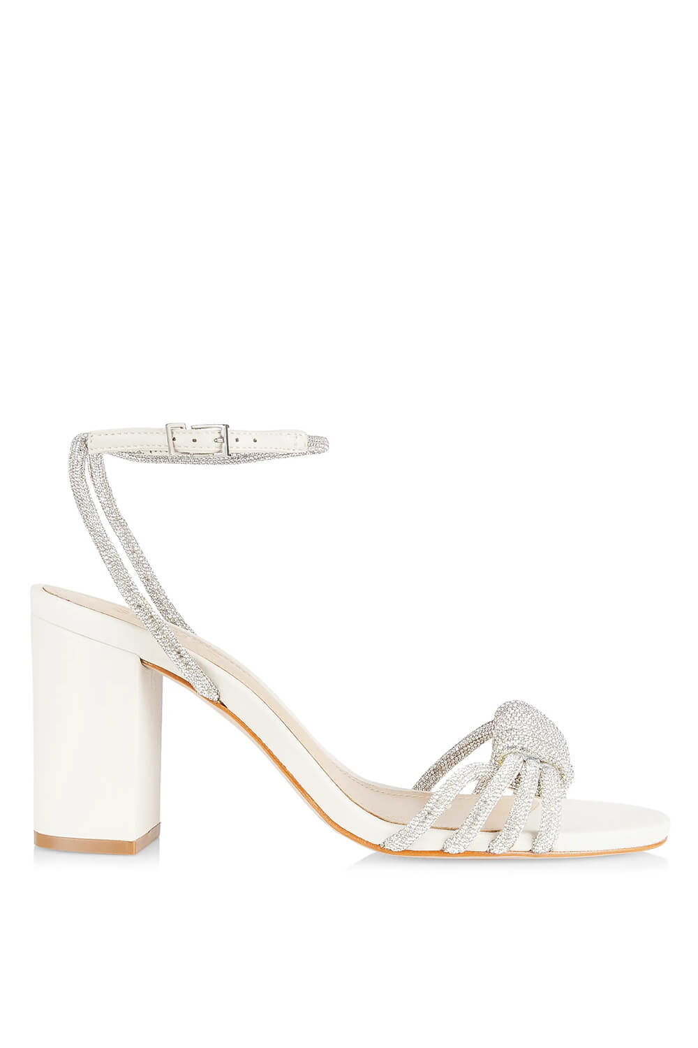 Crystal-Embellished Knotted Block-Heel Sandals