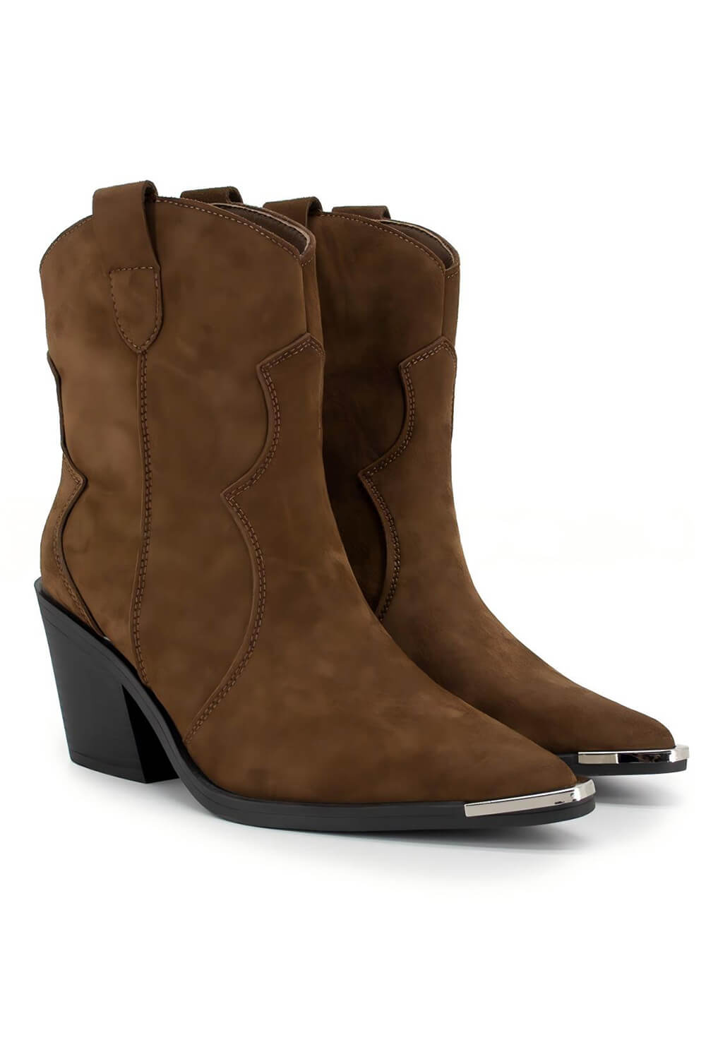 Suede Pointed Toe Western Ankle Boots
