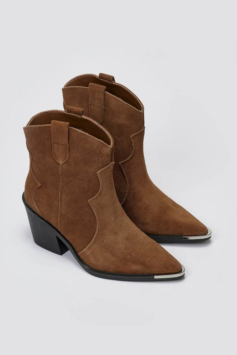 Suede Pointed Toe Western Ankle Boots