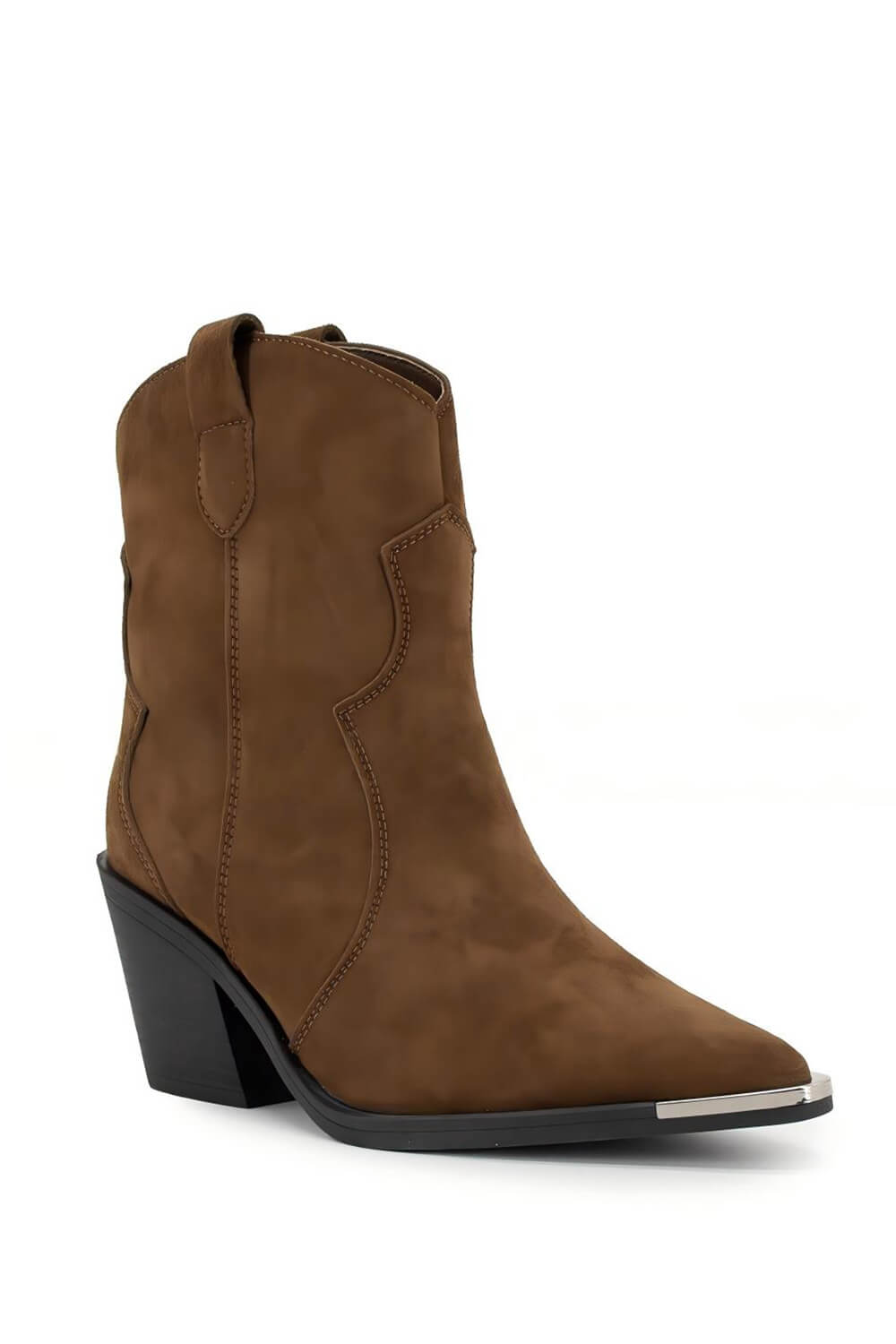 Suede Pointed Toe Western Ankle Boots