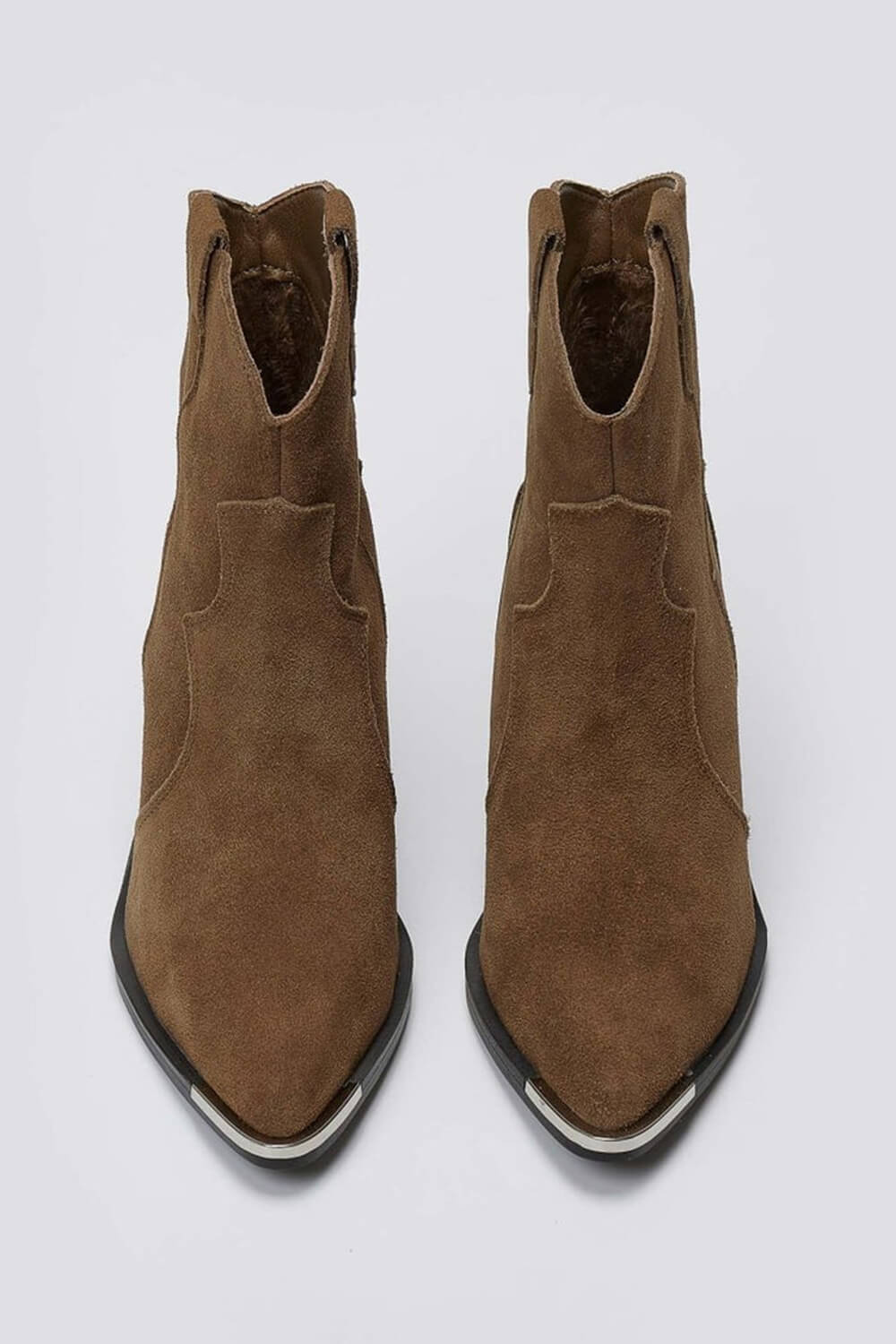 Suede Pointed Toe Western Ankle Boots