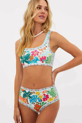 Floral Scoop Sporty Bikini Top And High Waisted Bottoms