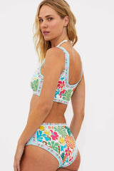 Floral Scoop Sporty Bikini Top And High Waisted Bottoms
