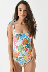Floral Tie Shouler One-Piece Swimsuit