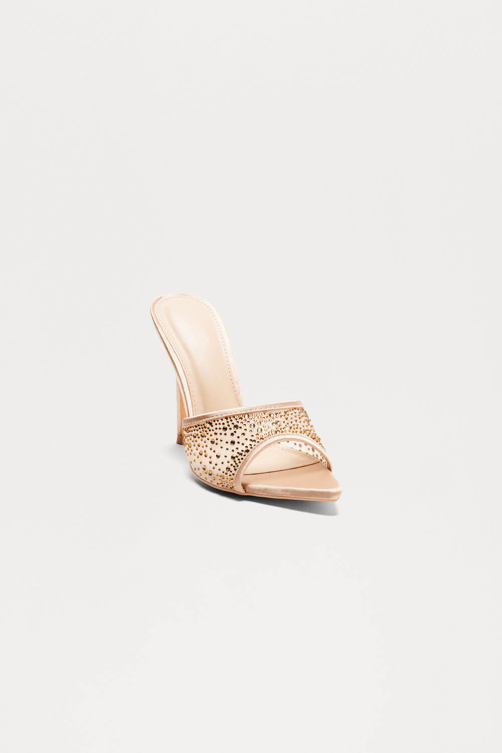 Rhinestone Open Pointed Toe Stiletto Mules