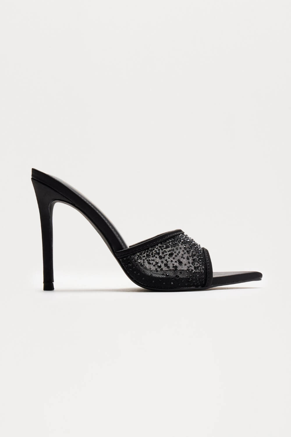 Rhinestone Open Pointed Toe Stiletto Mules