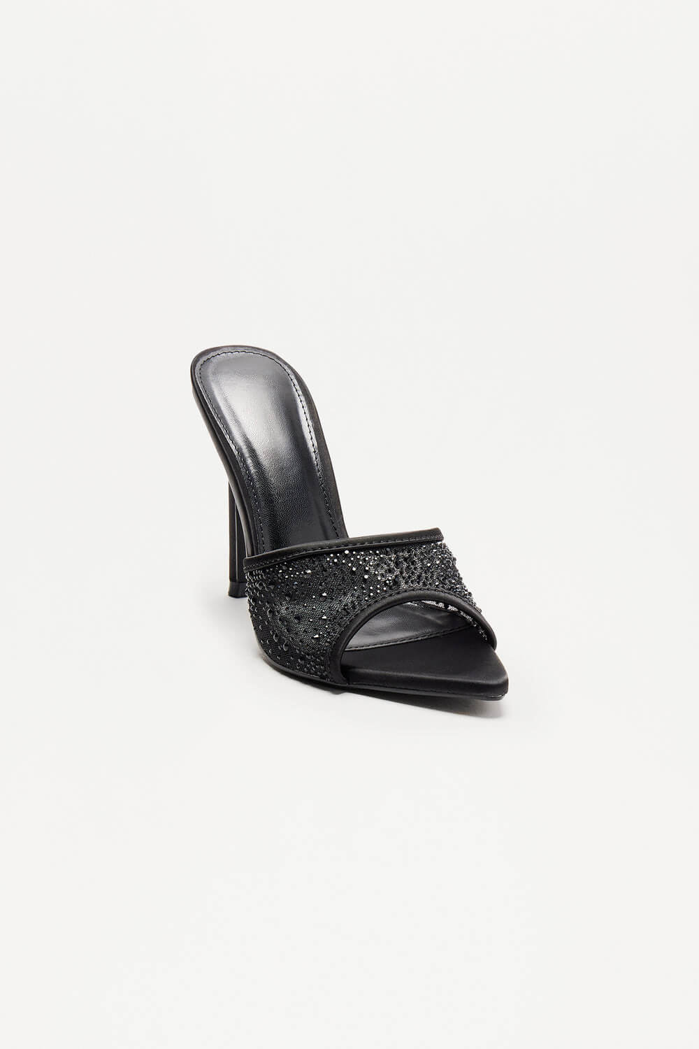 Rhinestone Open Pointed Toe Stiletto Mules