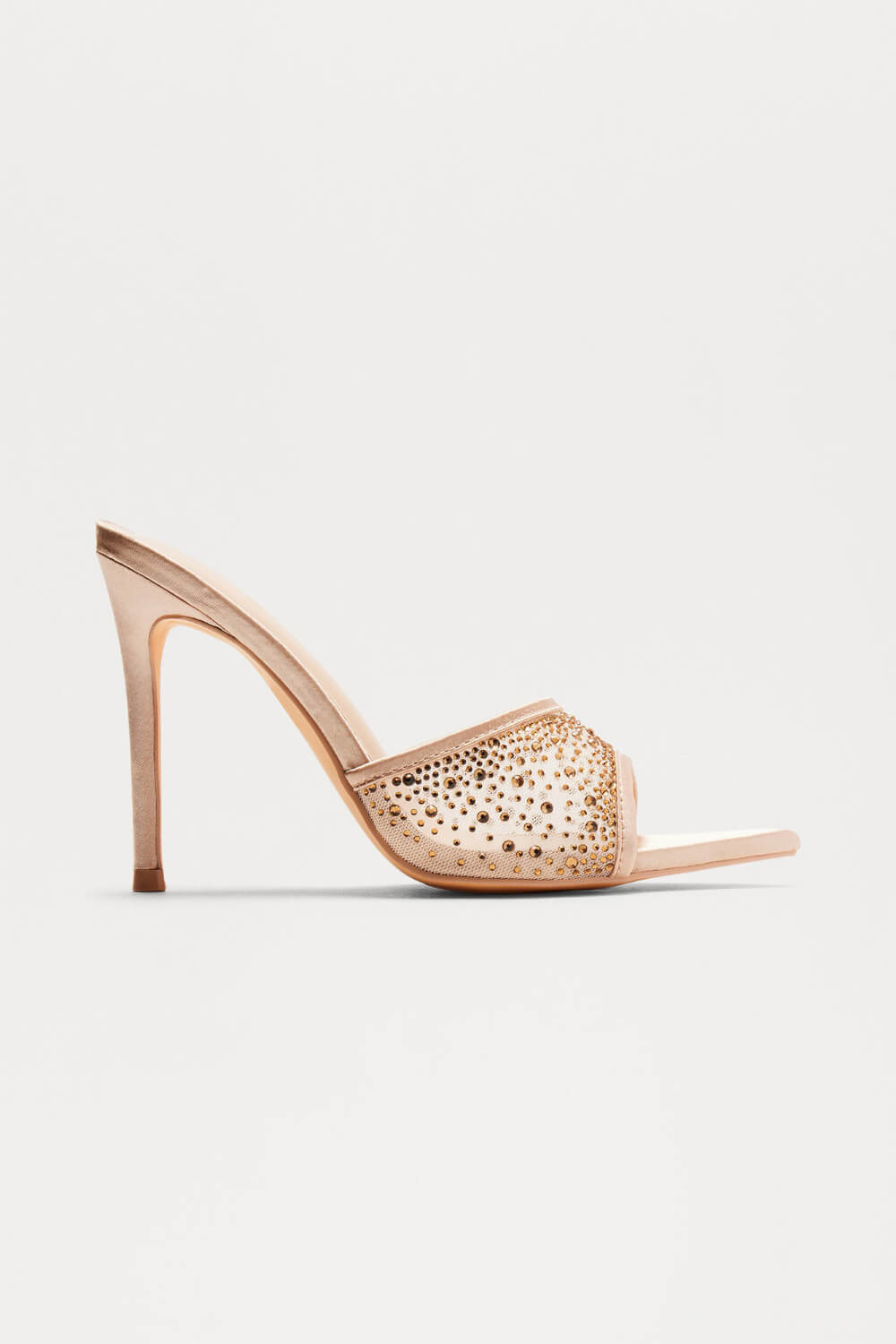 Rhinestone Open Pointed Toe Stiletto Mules