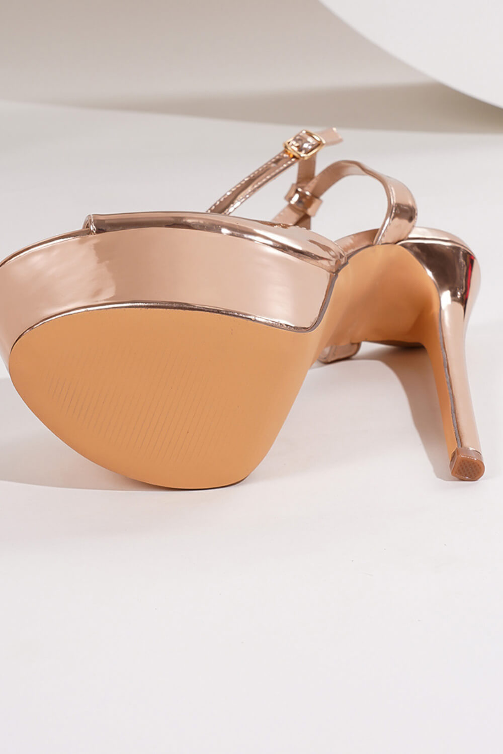 Metallic Open Round Toe Platform Stiletto Heeled Sandals