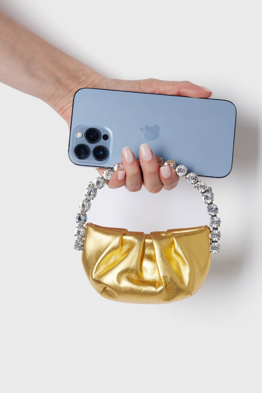 Metallic Embellished Rhinestone Evening Purse Clutch