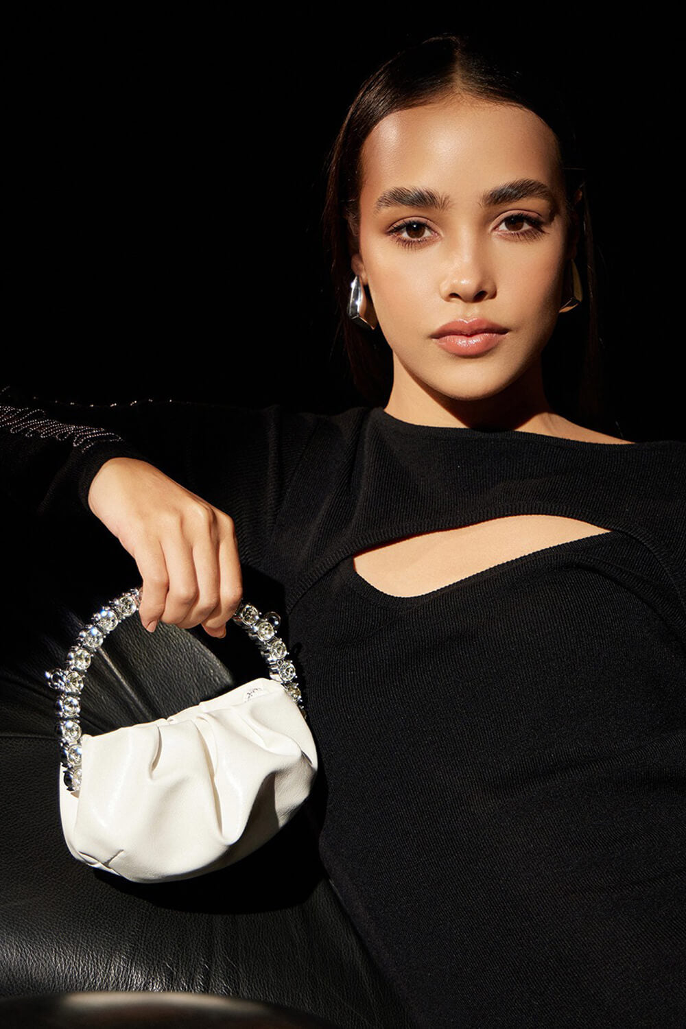 Satin Embellished Rhinestone Evening Purse Clutch