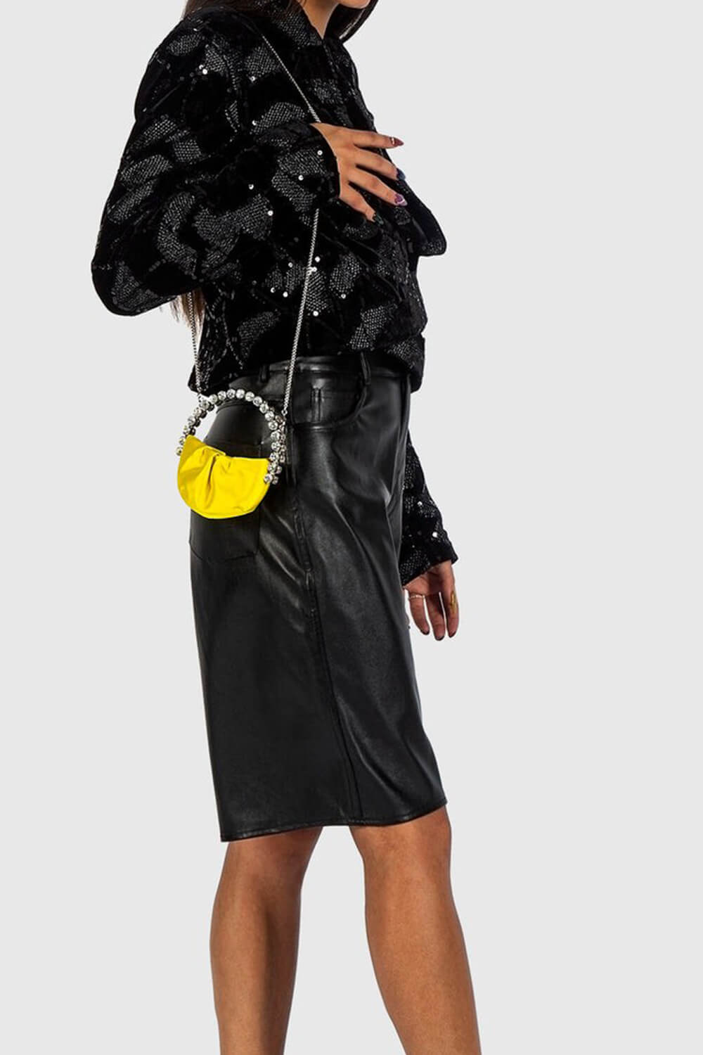 Satin Embellished Rhinestone Evening Purse Clutch