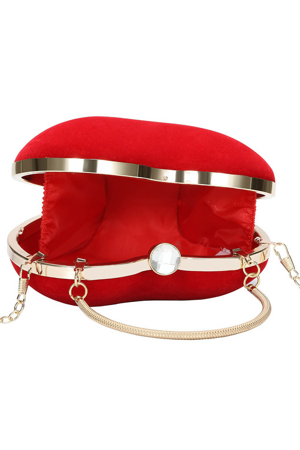 Velvet Heart Evening Clutch Bag With Chains