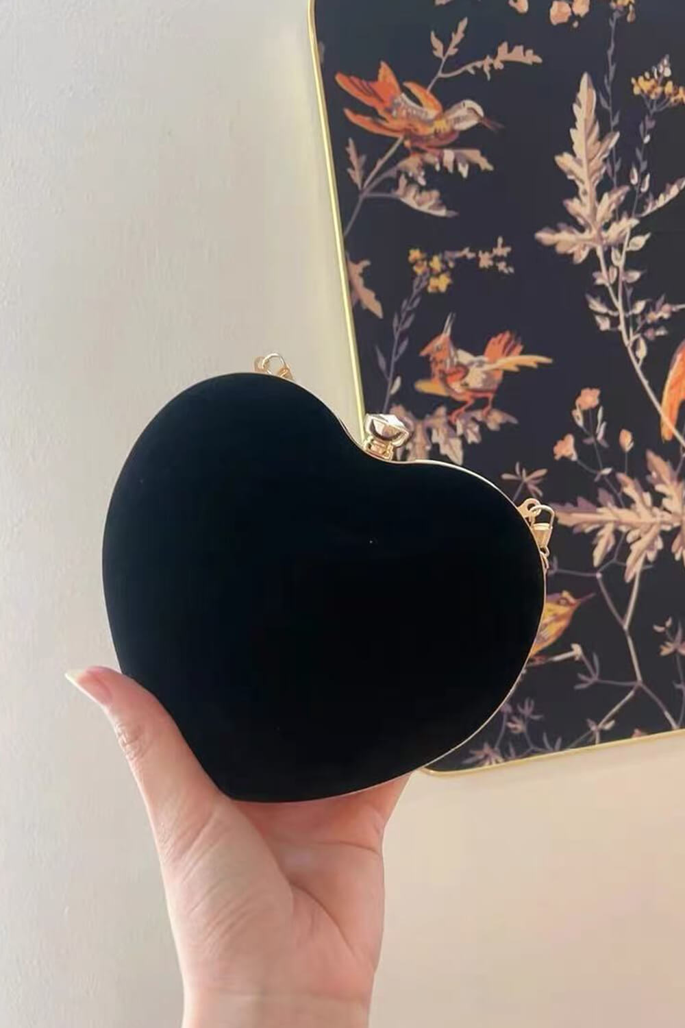 Velvet Heart Evening Clutch Bag With Chains