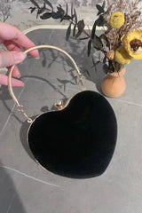 Velvet Heart Evening Clutch Bag With Chains