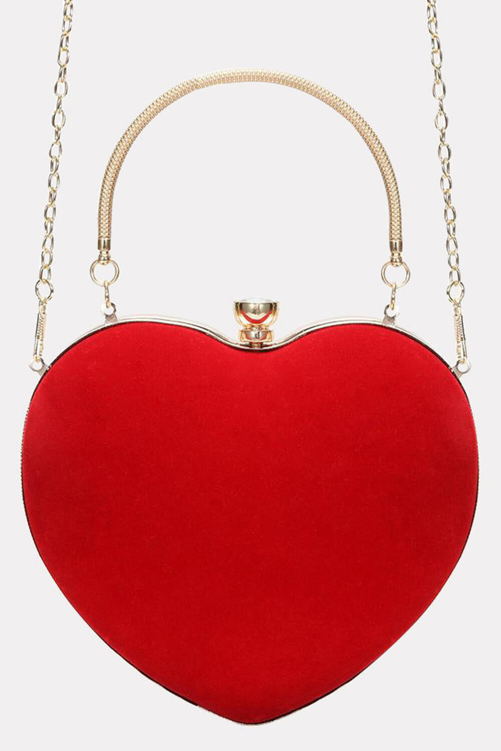 Velvet Heart Evening Clutch Bag With Chains