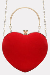 Velvet Heart Evening Clutch Bag With Chains