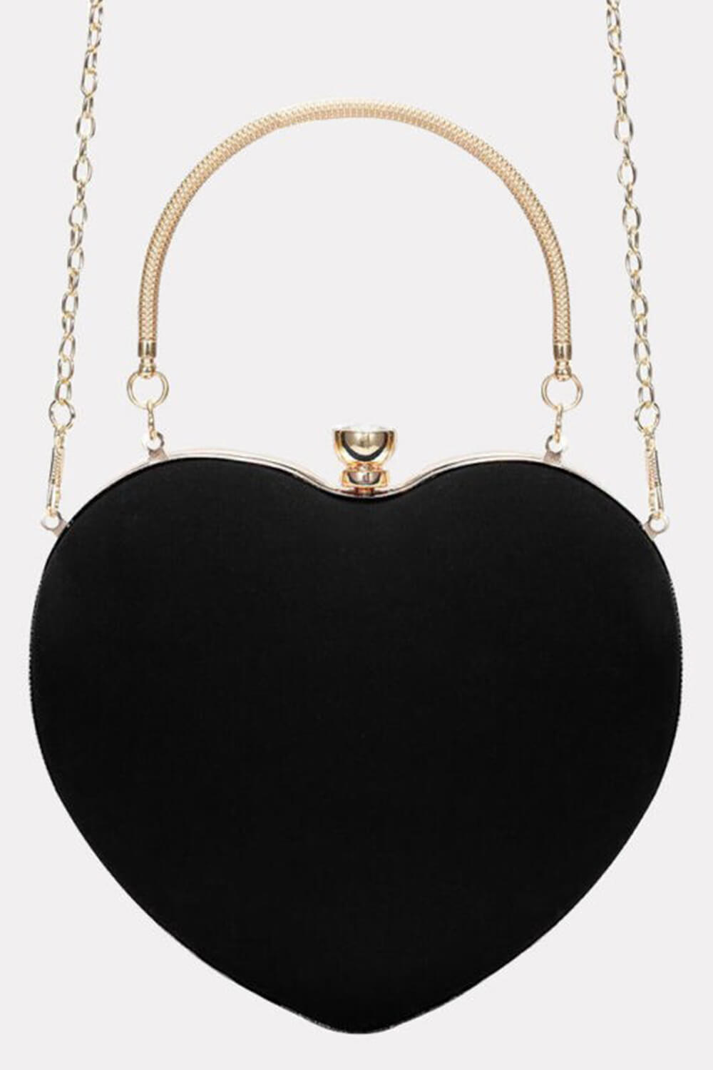 Velvet Heart Evening Clutch Bag With Chains