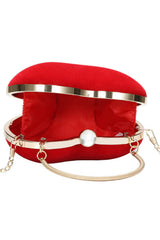 Velvet Heart Evening Clutch Bag With Chains