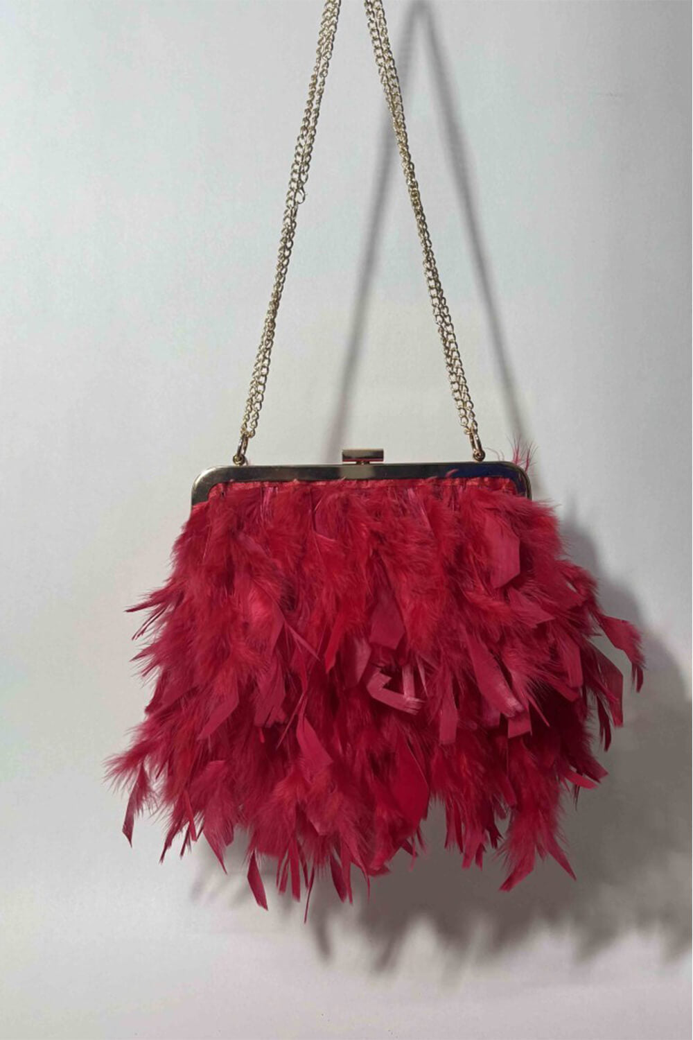 Feather Evening Clutch Bag With Pearl Handle
