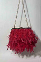 Feather Evening Clutch Bag With Pearl Handle