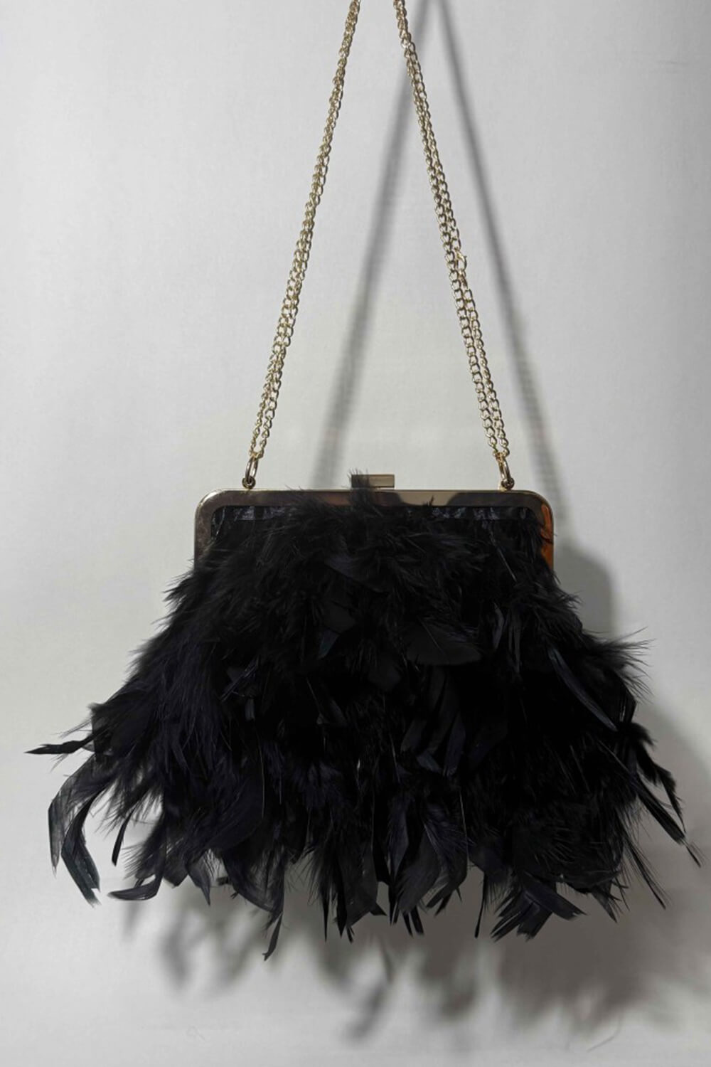 Feather Evening Clutch Bag With Pearl Handle
