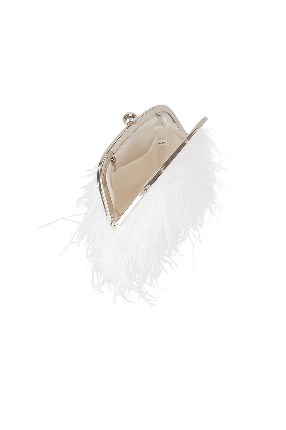 Pearl Top Handle Feather Evening Clutch With Chain Straps