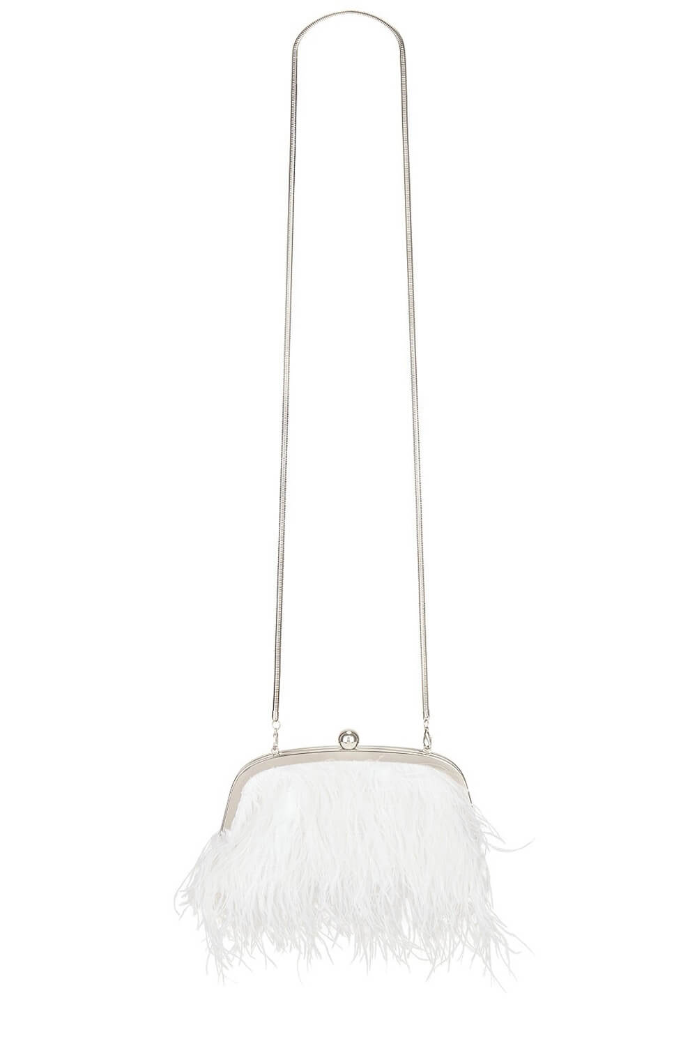 Pearl Top Handle Feather Evening Clutch With Chain Straps