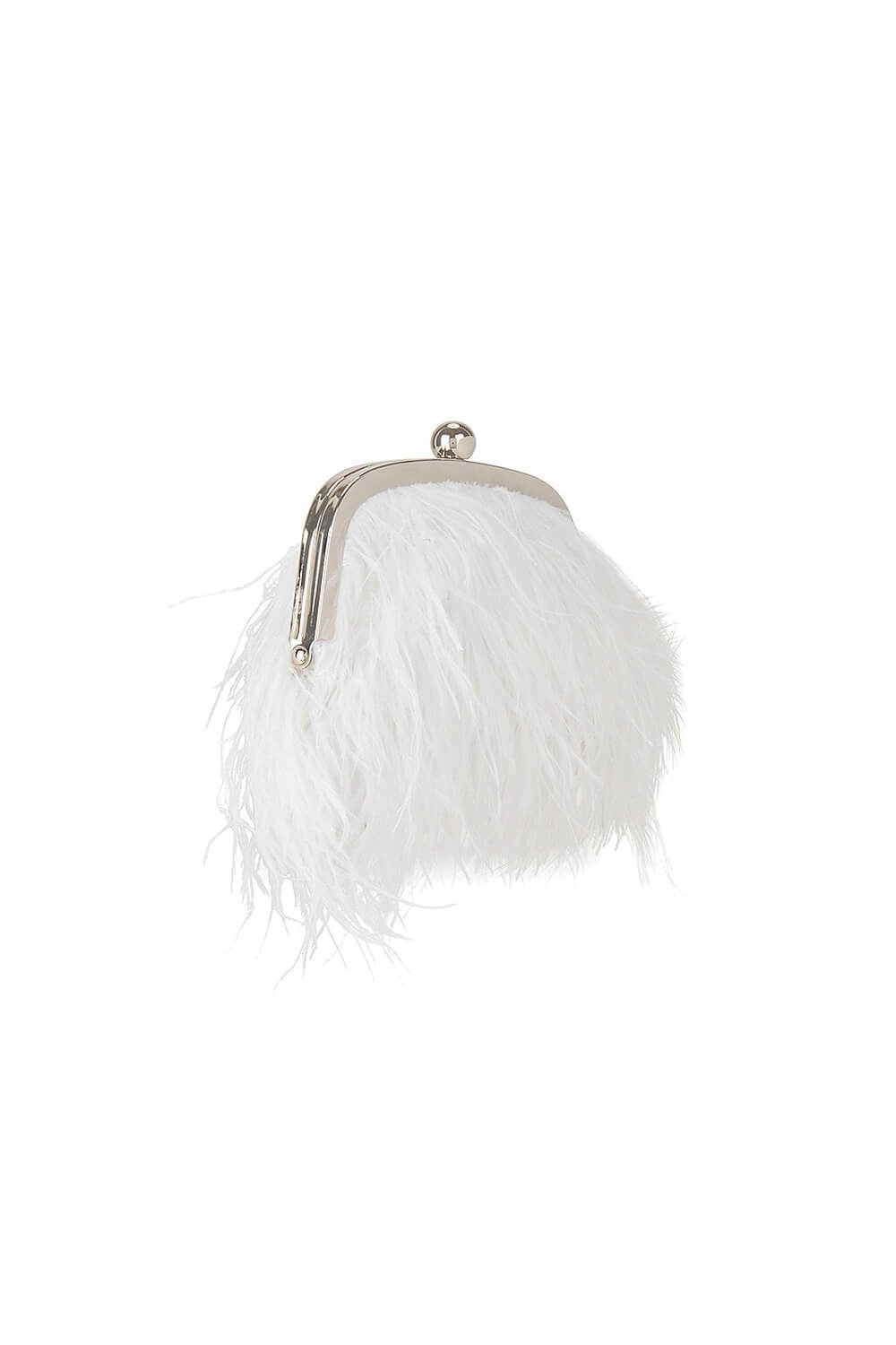 Pearl Top Handle Feather Evening Clutch With Chain Straps