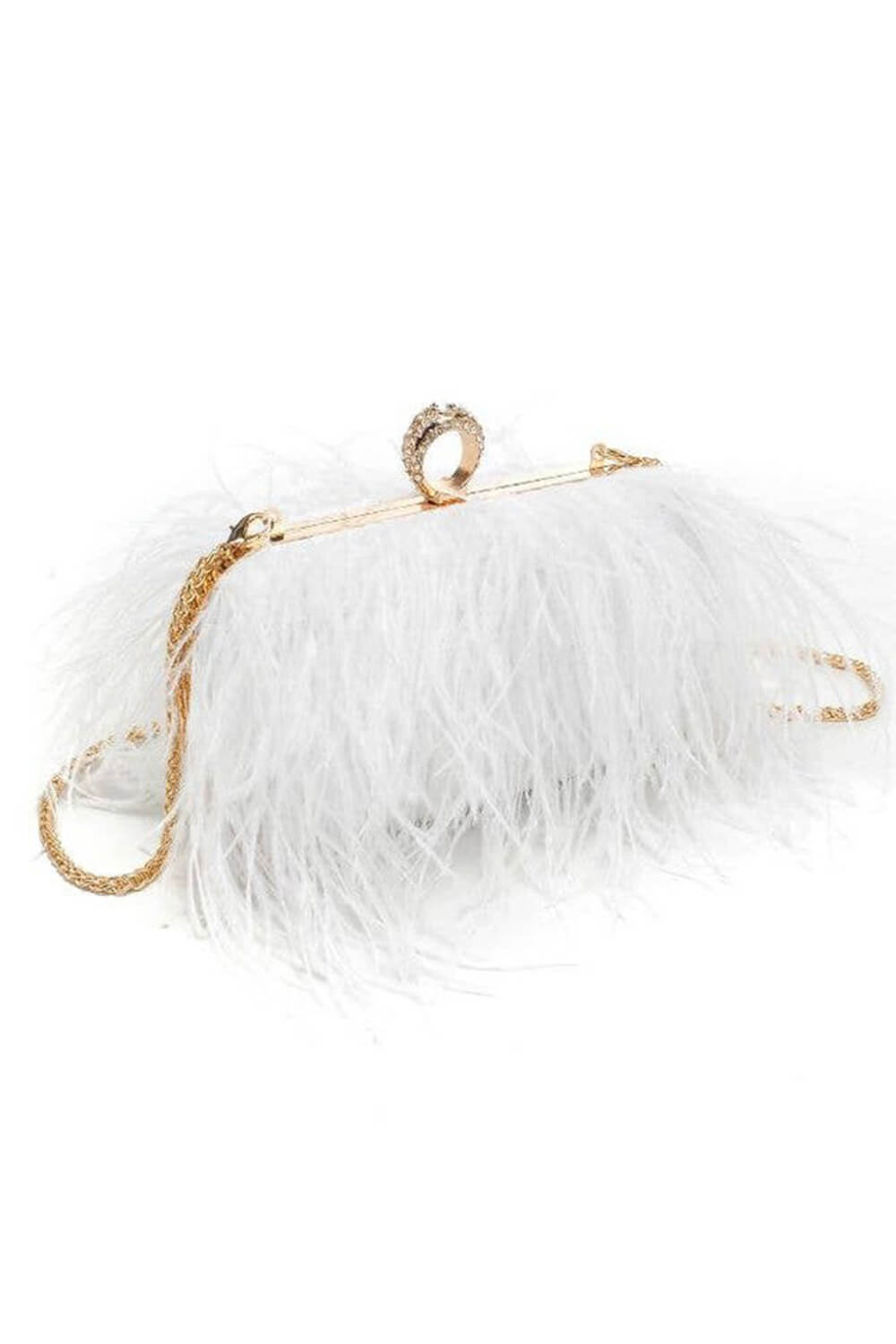 All-Over Feather Fringe Evening Clutch