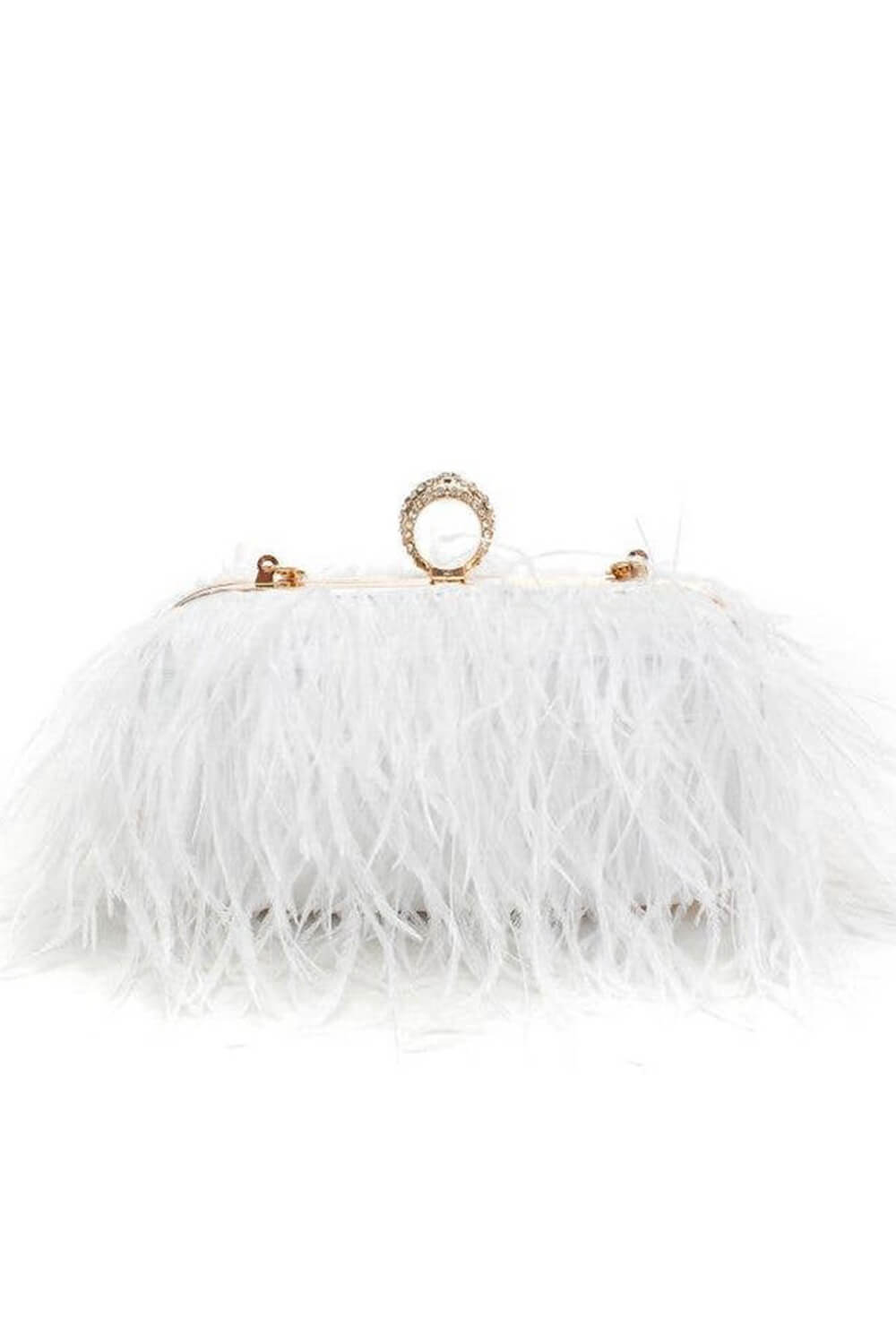 All-Over Feather Fringe Evening Clutch