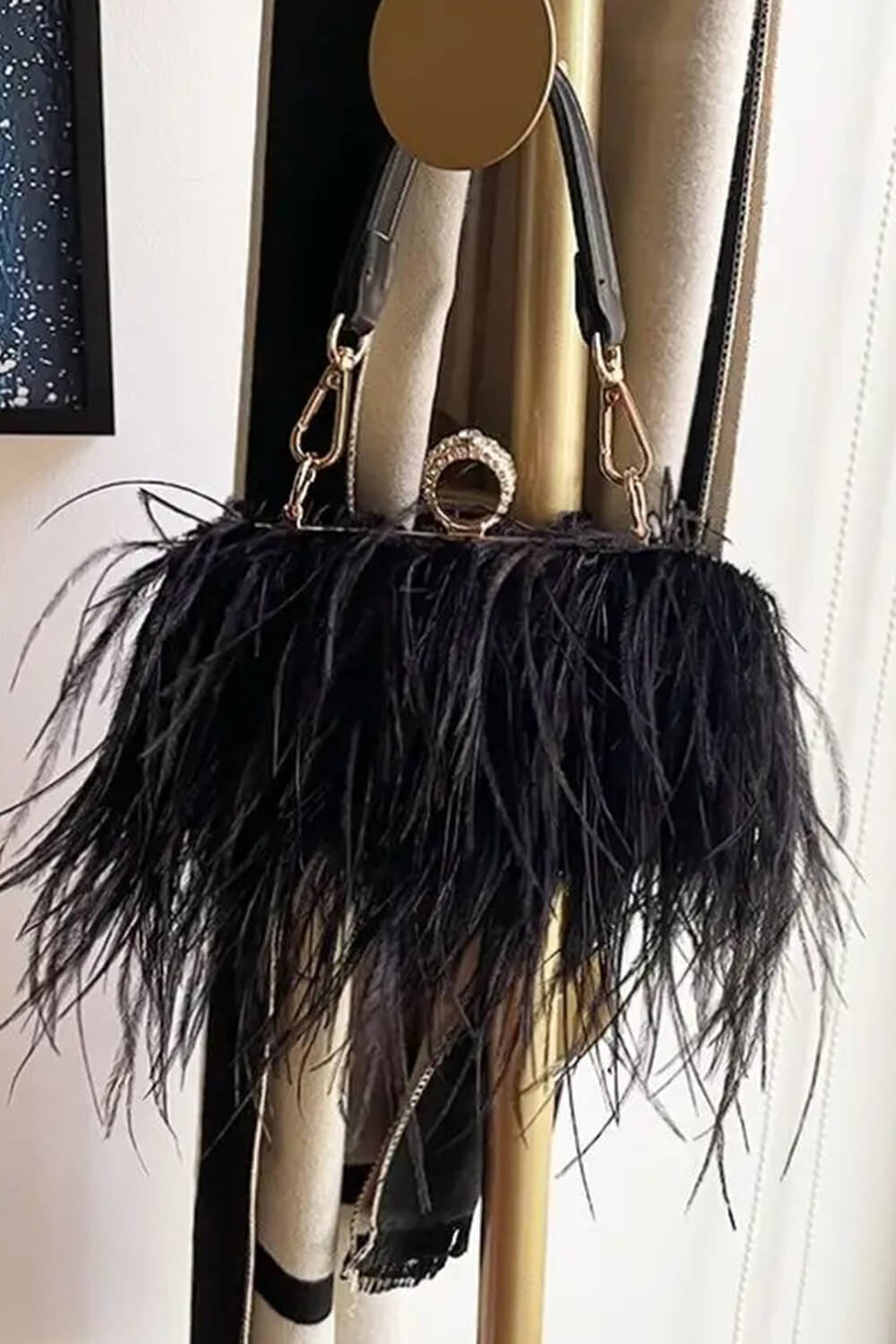 All-Over Feather Fringe Evening Clutch